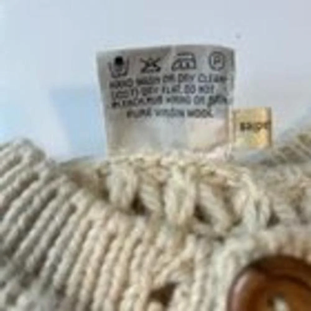 Vtg L.L. Bean Fisherman Cable Knit Cardigan‎ Sweater Womens M Cream Coastal